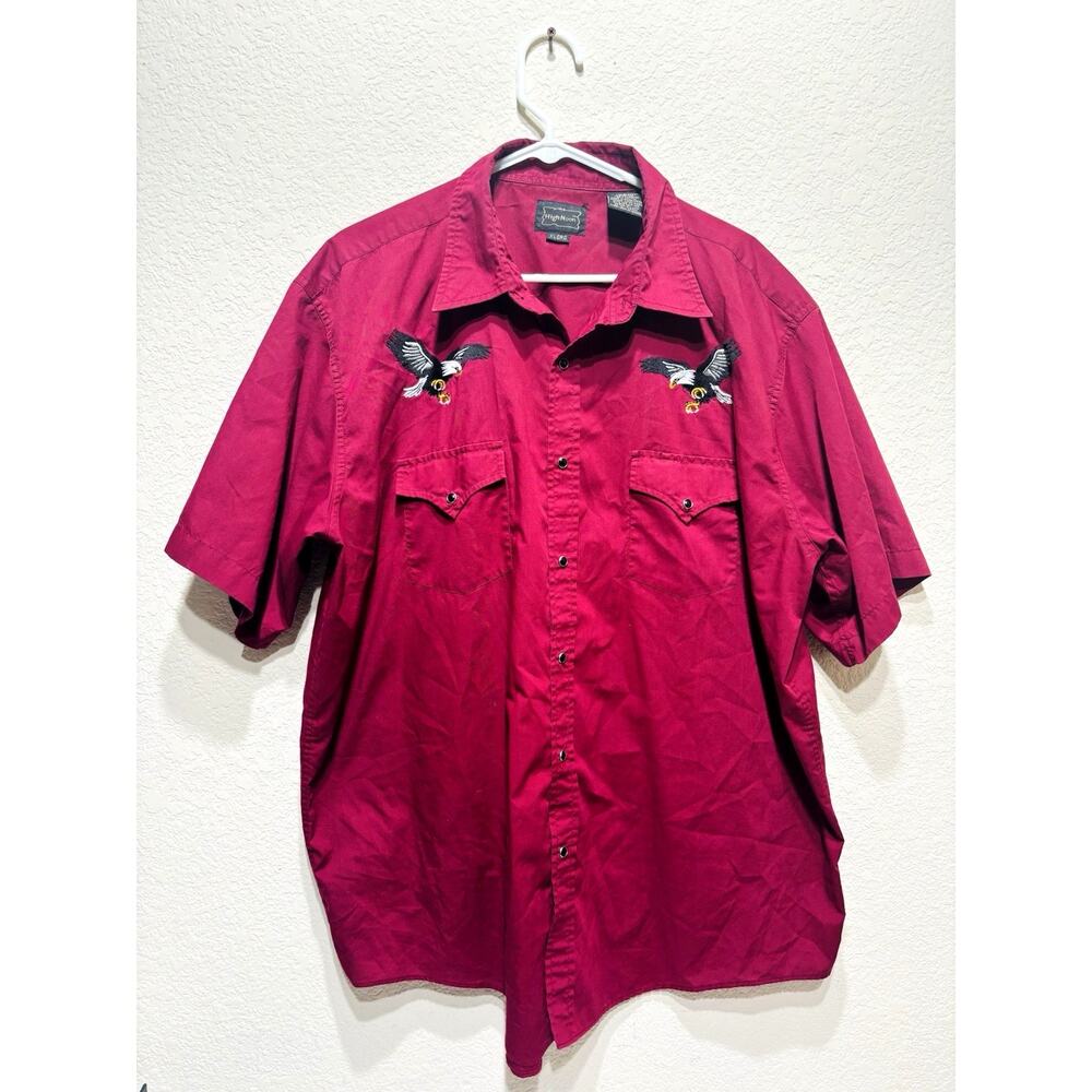 High Noon Western Snap Embroidered Eagle Shirt XL Short Sleeve
